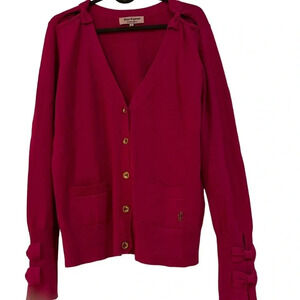 Juicy Couture Pink knit button down  Cardigan Sz Small